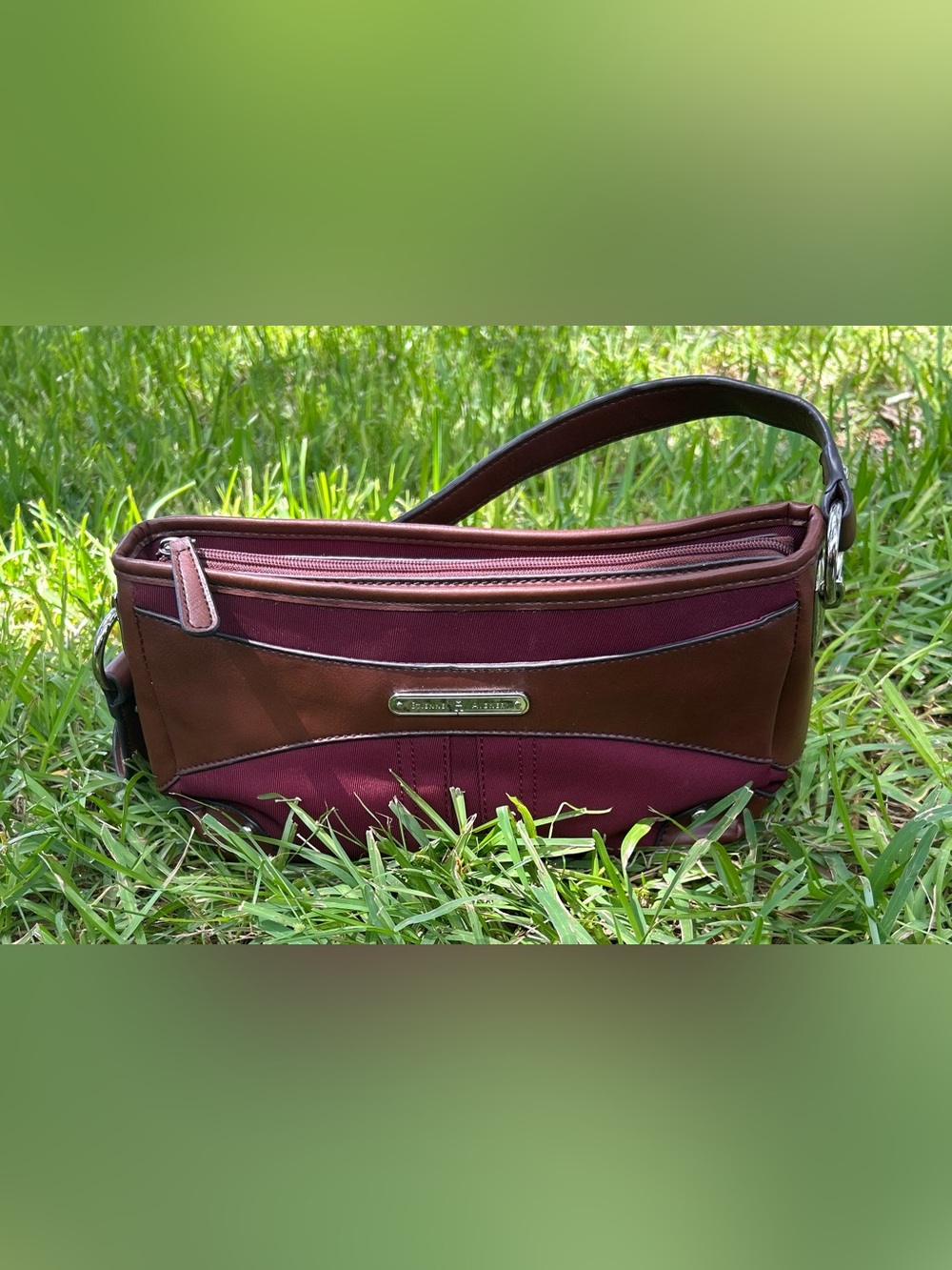 Vintage Etienne Aigner Burgundy and Brown Shoulder Bag